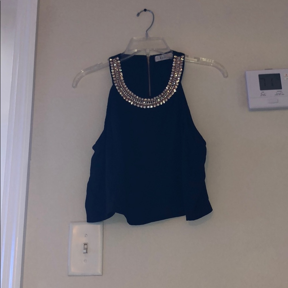 Black shirt with gold jewels